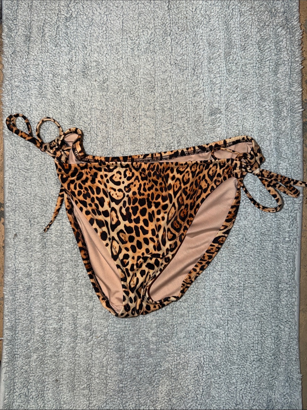 Victoria's Secret Leopard Print Tie-Side Bikini Bottoms - Tan & Black